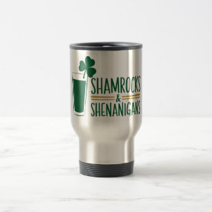 Shamrocks & Shenanigans: St. Patrick's Day Design  Travel Mug