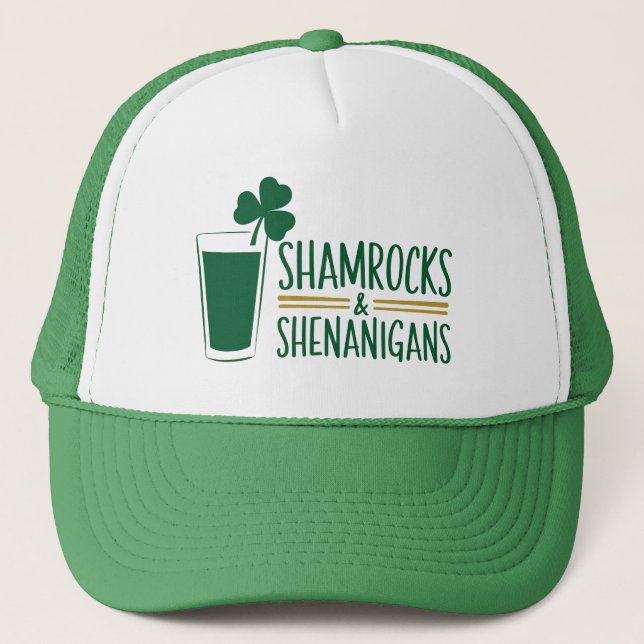 Shamrocks & Shenanigans: St. Patrick's Day Design  Trucker Hat (Front)
