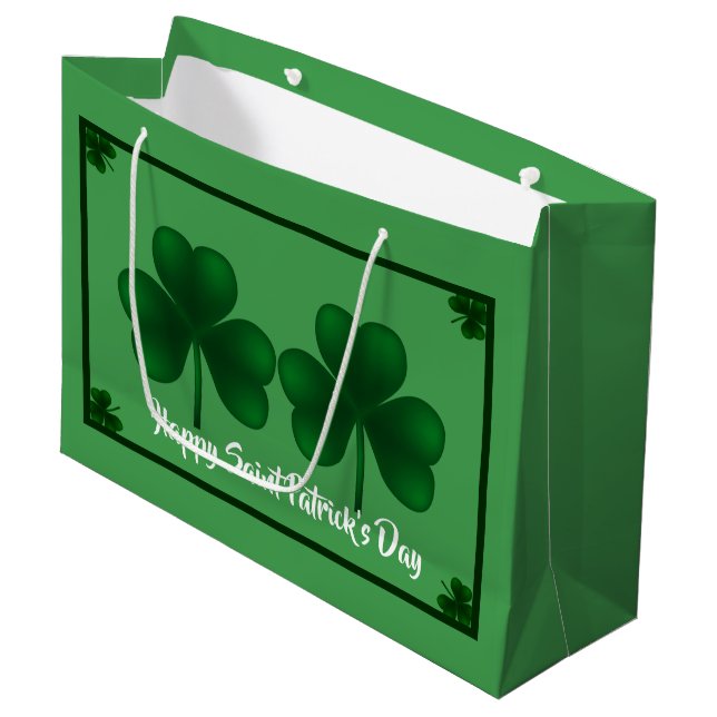 Shamrocks St Patrick’s Day LGB Large Gift Bag (Front Angled)