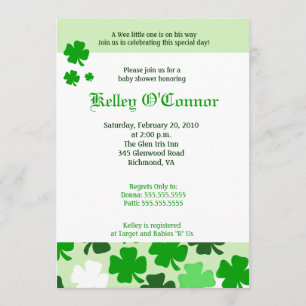 SHAMROCKS ST PATRICKS DAY GREEN Baby Shower Invitation