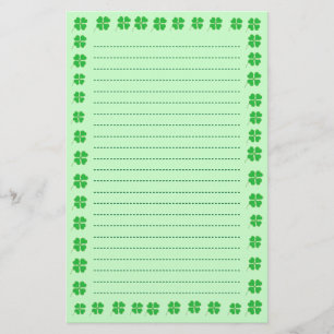 Shamrocks Trimmed in Gold, Lined Stationery