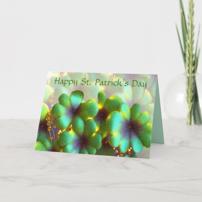 Shamrocks with gold accents, St. Patrick's Day  Holiday Card (Front)