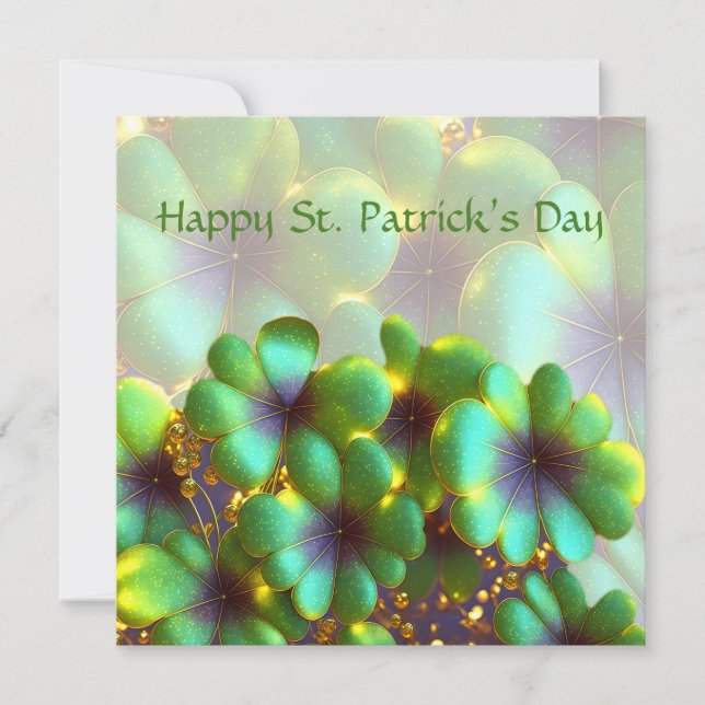 Shamrocks with gold accents, St. Patrick's Day  Holiday Card (Front)