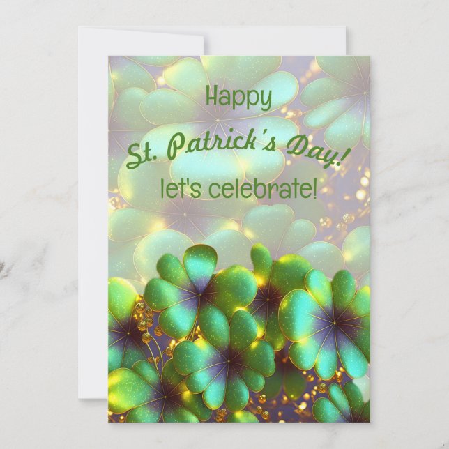 Shamrocks with gold accents, St. Patrick's Day  Invitation (Front)