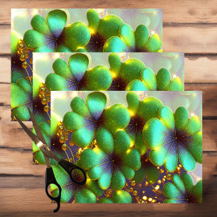Shamrocks with gold accents, St. Patrick's Day  Tissue Paper