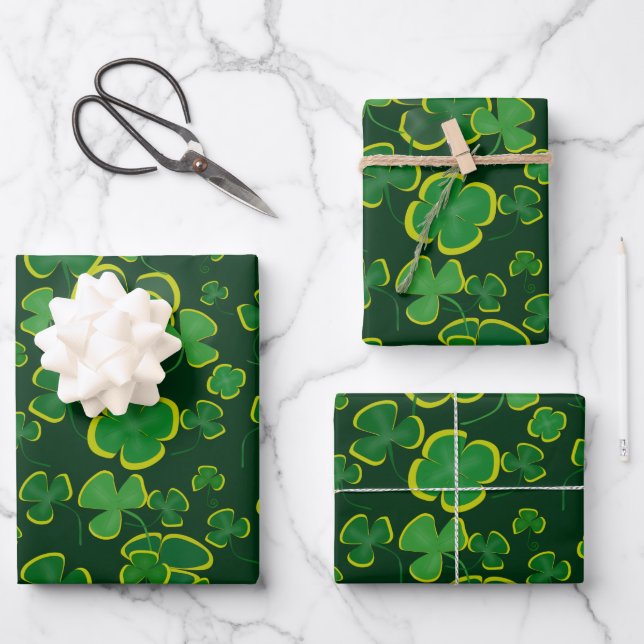 Shamrocks Wrapping Paper Sheets (Front)