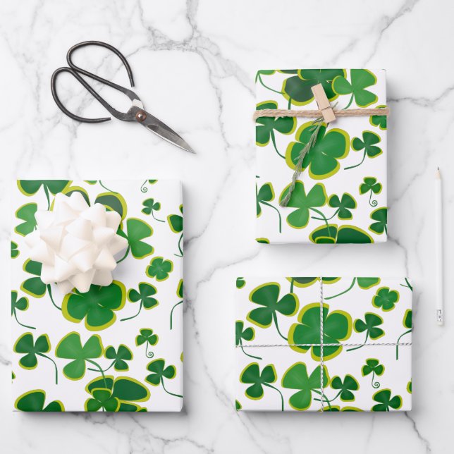 Shamrocks Wrapping Paper Sheets (Front)