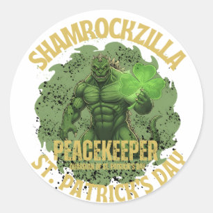 Shamrockzilla Peacekeeper: St. Patrick’s Day Kaiju Classic Round Sticker