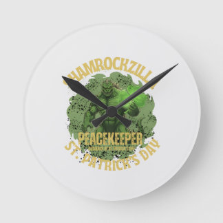 Shamrockzilla Peacekeeper: St. Patrick’s Day Kaiju Round Clock