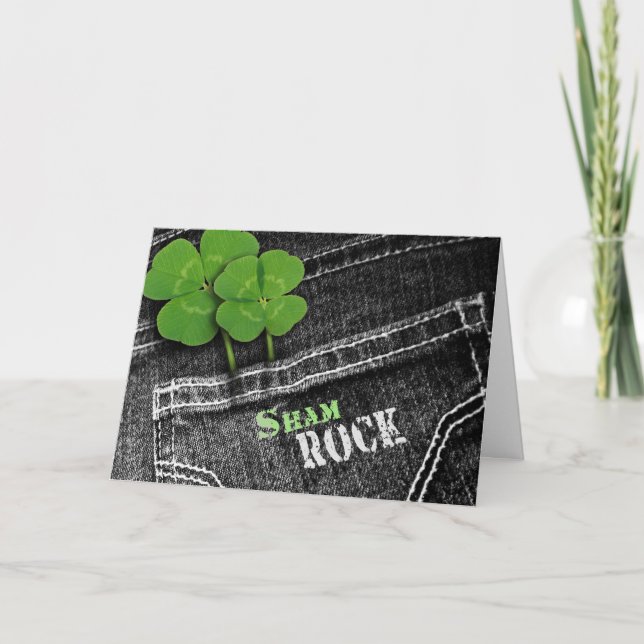 Shamrosks in Jeans Pocket St. Patrick's Card (Front)