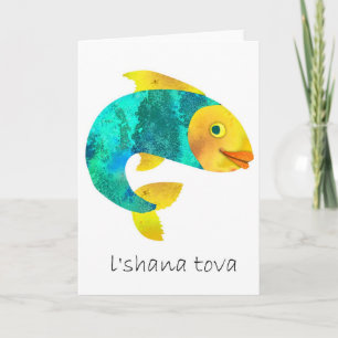 Shana Tova-Happy Jewish New Years,Fish Motif Holiday Card