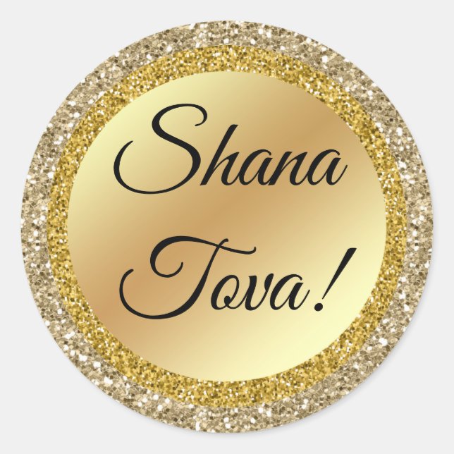 shana tova, jewish holidays, Classic script, gold Round Sticker (Front)