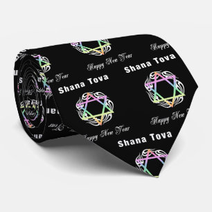 Shana Tova Jewish Star Neck Tie