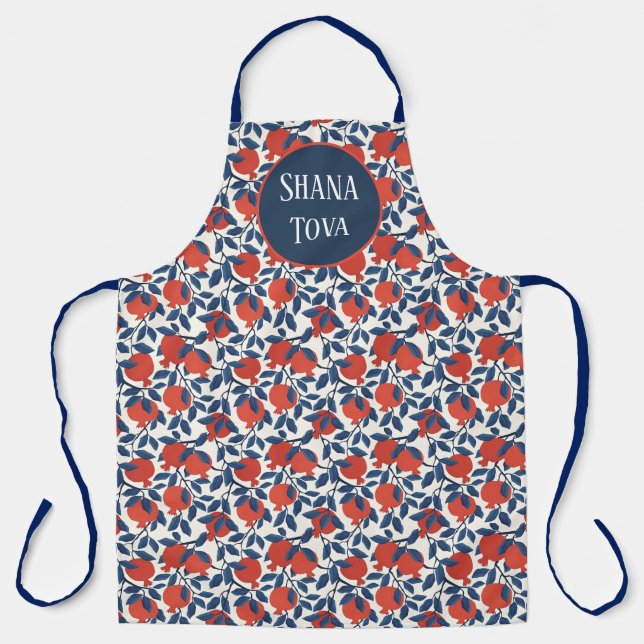 Shana Tova Pomegranate Botanical Design | Elegant Apron (Front)
