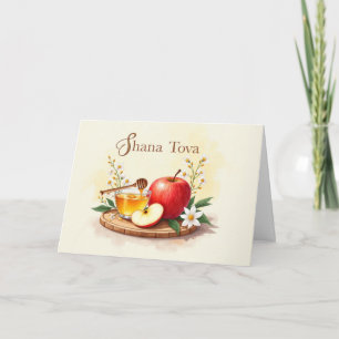 Shana Tova Rosh Hashanah Apple and Honey Flowers Card