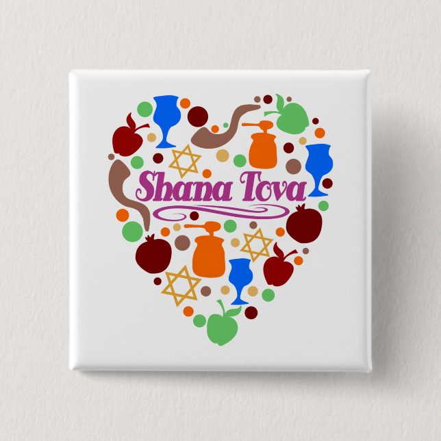 Shana Tova Rosh Hashanah Jewish New Year Holiday 15 Cm Square Badge (Front)