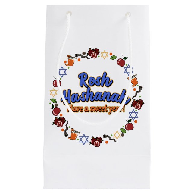 Shana Tova Rosh Hashanah Jewish New Year Holiday Small Gift Bag (Front)