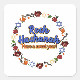 Shana Tova Rosh Hashanah Jewish New Year Holiday Square Sticker