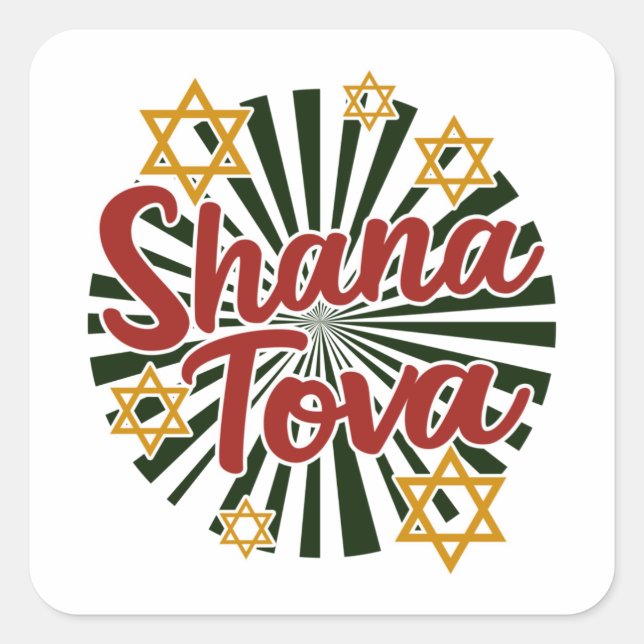 Shana Tova Rosh Hashanah Jewish New Year Holiday Square Sticker (Front)