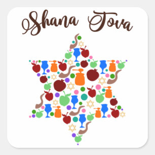 Shana Tova Rosh Hashanah Jewish New Year Holiday Square Sticker