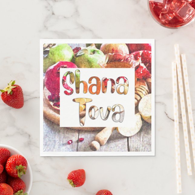 Shana Tova - Rosh Hashanah with Apples and Honey Napkin (Insitu)