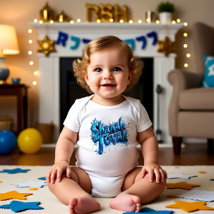 ✡️ Shanah Tovah blue Graffiti Baby Bodysuit