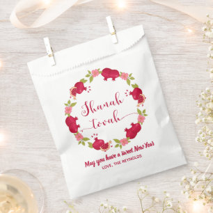 Shanah Tovah New Year Pomegranate Flower Wreath Favour Bags