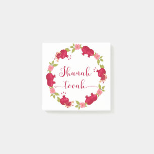 Shanah Tovah New Year Pomegranate Flower Wreath Post-it Notes