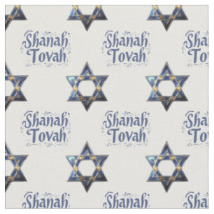 Shanah Tovah on white background Fabric