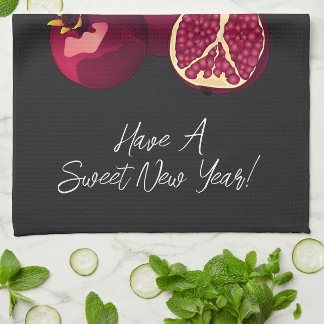 Shanah Tovah Pomegranate Personalised  Tea Towel (Folded)