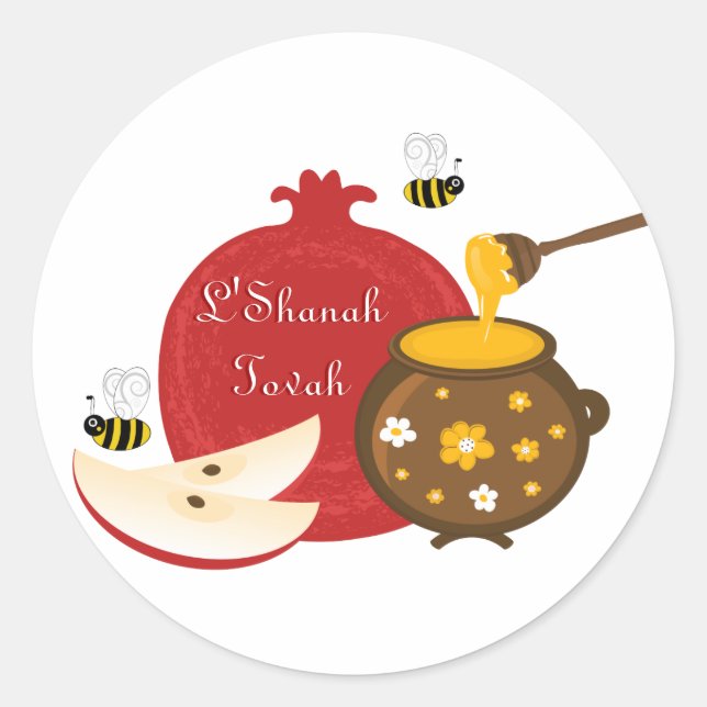 Shanah Tovah Rosh Hashanah Jewish New Year Classic Round Sticker (Front)