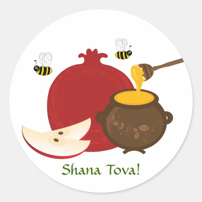 Shanah Tovah Rosh Hashanah Jewish New Year Classic Round Sticker (Front)