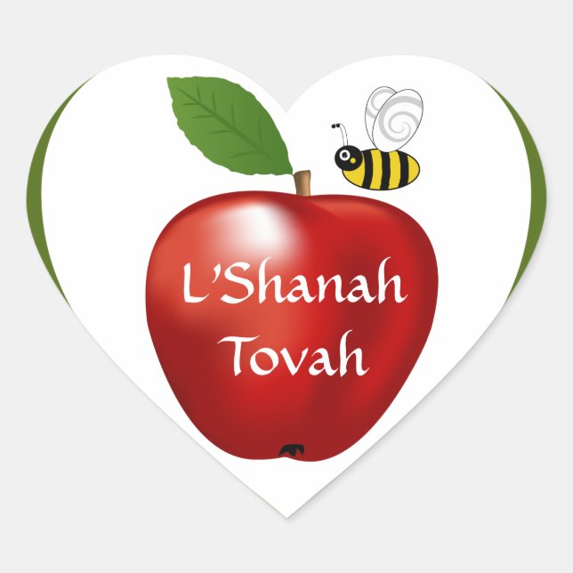 Shanah Tovah Rosh Hashanah Jewish New Year Heart Sticker (Front)