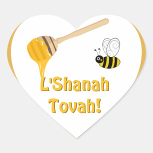 Shanah Tovah Rosh Hashanah Jewish New Year Heart Sticker