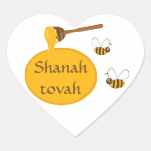 Shanah Tovah Rosh Hashanah Jewish New Year Heart Sticker