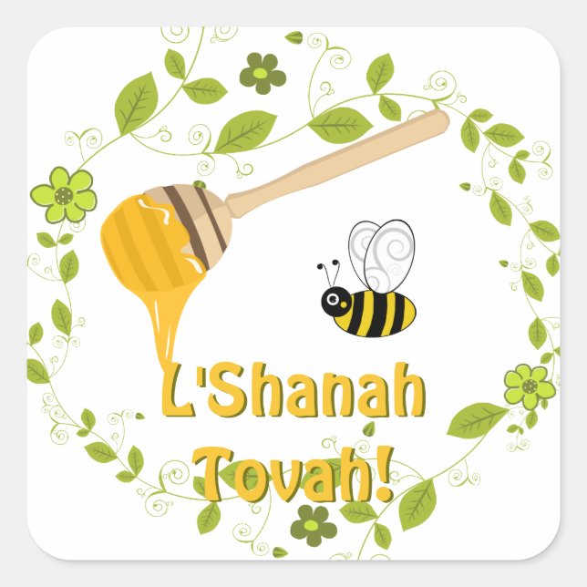Shanah Tovah Rosh Hashanah Jewish New Year Square Sticker (Front)