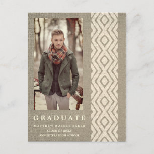 Shandy Boho Tribal Texture Photo Graduation Announcement Postcard