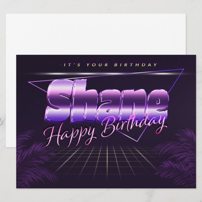 Shane Name First name lila retro card Birthday (Front/Back)