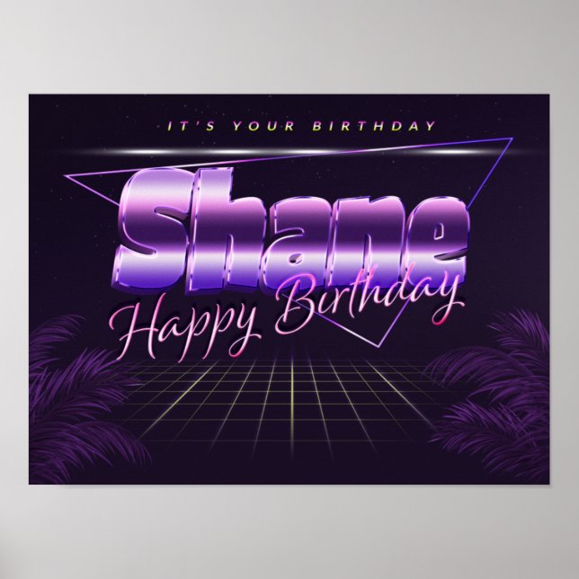 Shane Name First name lila retro Poster Birthday (Front)