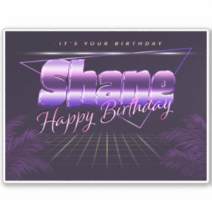 Shane Name Vorname lila retro Sticker Geburtstag