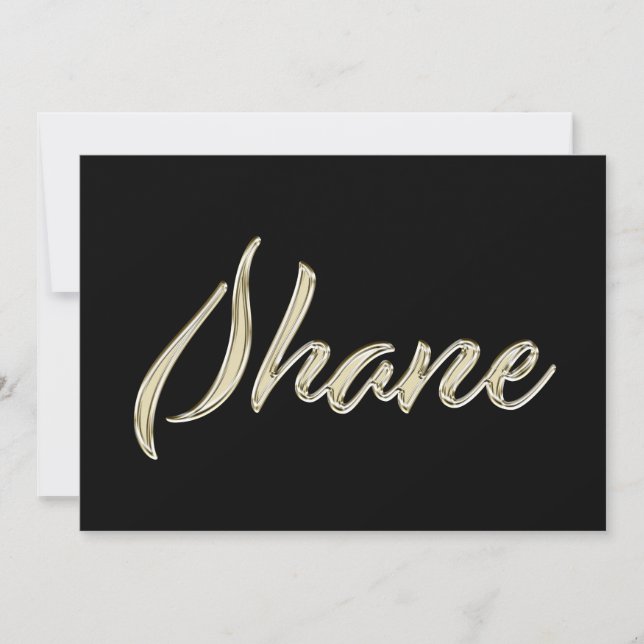 Shane Name white gold Handwriting Card (Front)