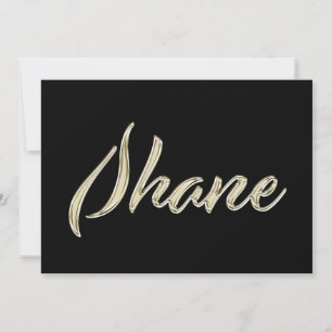 Shane Name white gold Handwriting Card