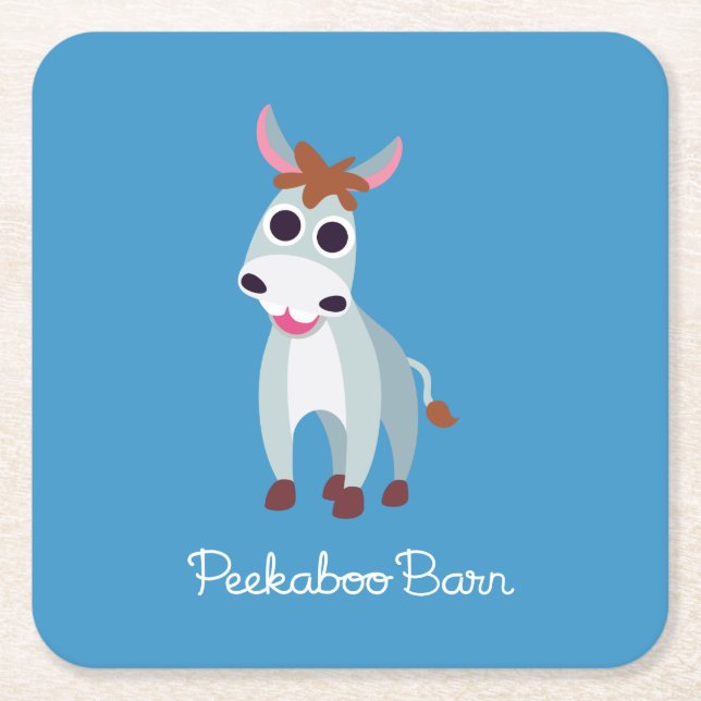 Shane the Donkey Square Paper Coaster (Front)