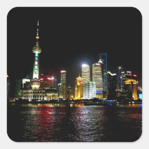 Shanghai at Night Square Sticker