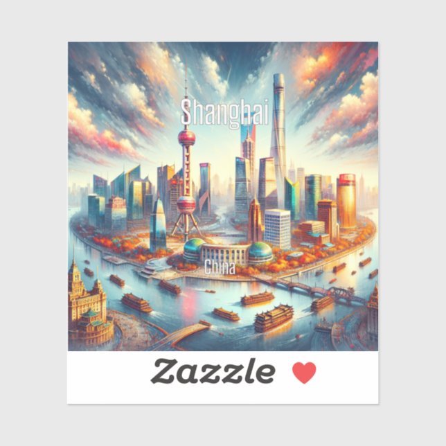 Shanghai China 3 Inch Vinyl Sticker (Sheet)