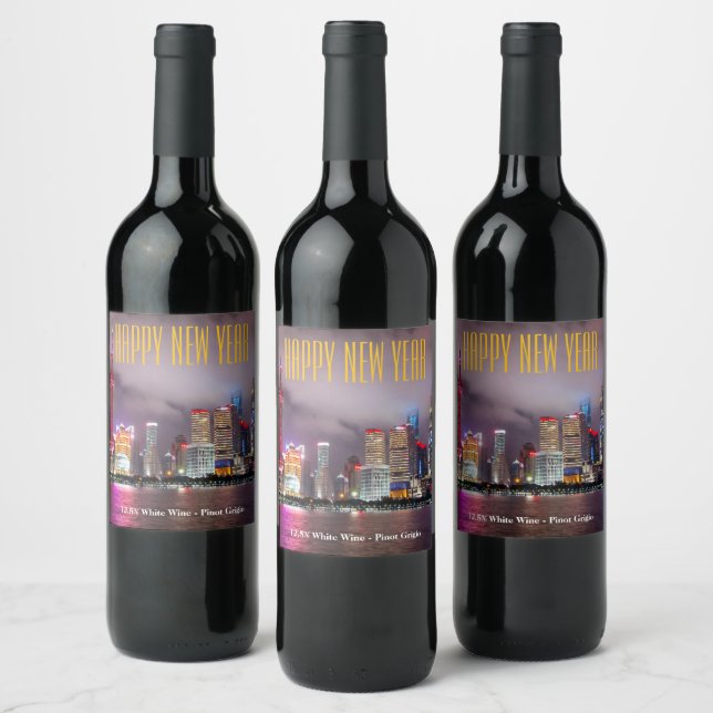 Shanghai, China, Chinese New Year Wine Label (Bottles)