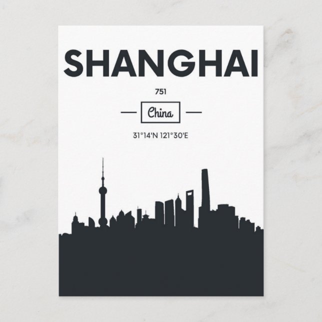 Shanghai, China | City Coordinates Postcard (Front)