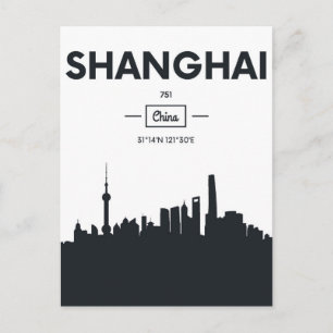 Shanghai, China City Coordinates Postcard
