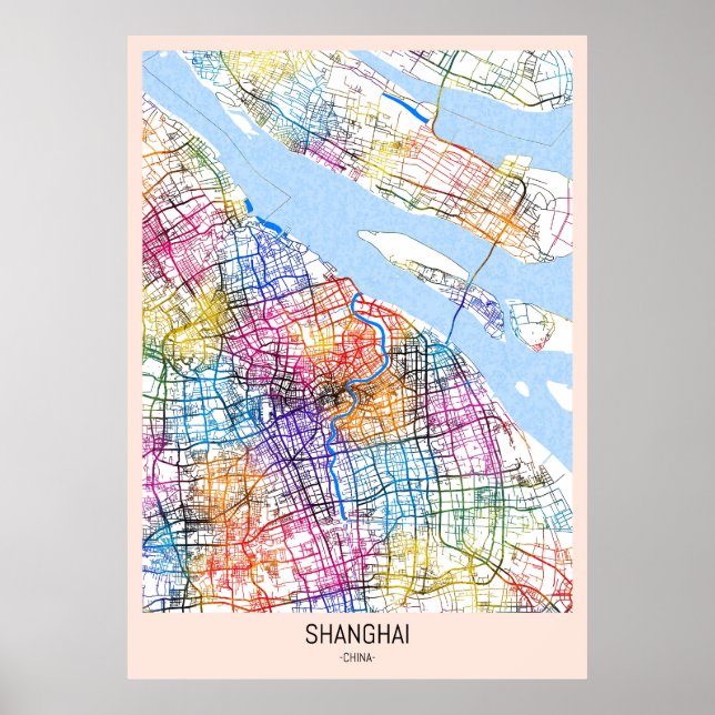 Shanghai China City Map Poster (Front)
