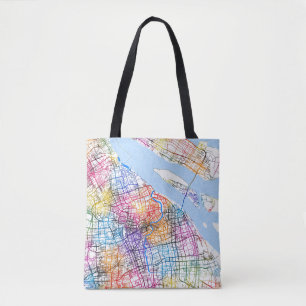 Shanghai China City Map Tote Bag